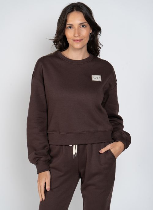 Moletom Billabong Care Palmin Kendal Etiqueta Marrom Escuro