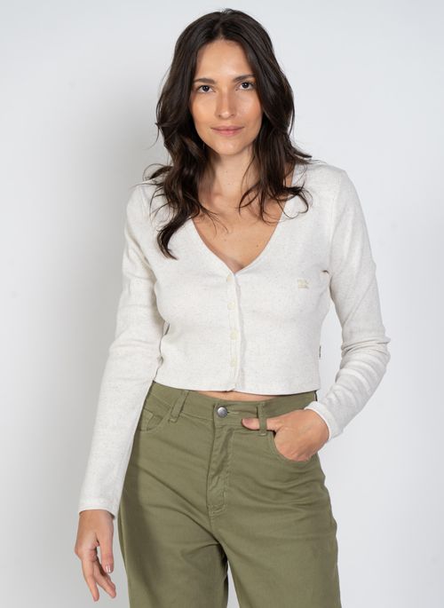 Blusa Billabong M/L Long Sleeve Baby Tee Off White